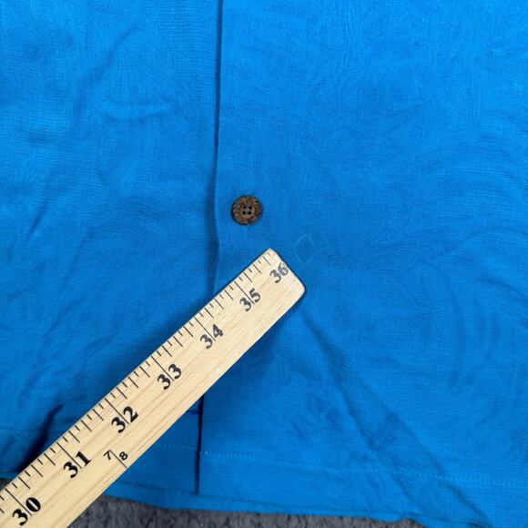 Tommy Bahama Shirt Mens 2XL Blue Palm Trees 100% Silk Camp Loop Collar Hawaiian - Picture 5 of 13